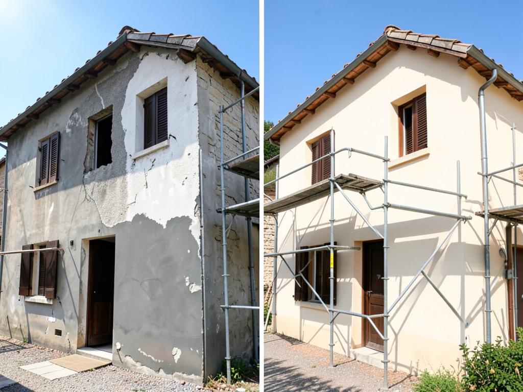 Façade de maison avant et après ravalement